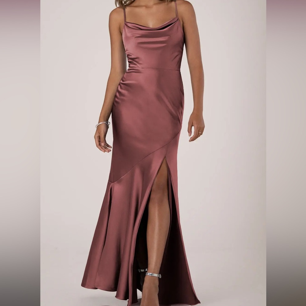 Sorella vita charmeuse dress with slit style 9530 - rustic rose (mauve) size 6